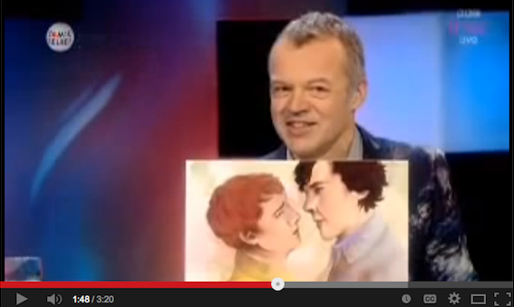 Le présentateur britannique Graham Norton dans son émission, le 7 mars 2013. Si vous avez le cœur bien accroché et que vous avez plus de 18 ans, allez voir toute la vidéo.