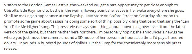 Jade Smells Pretty At London Games Fest